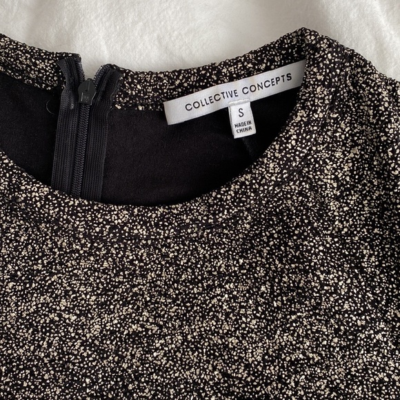 Black and gold stretch mini evening dress - Picture 1 of 2